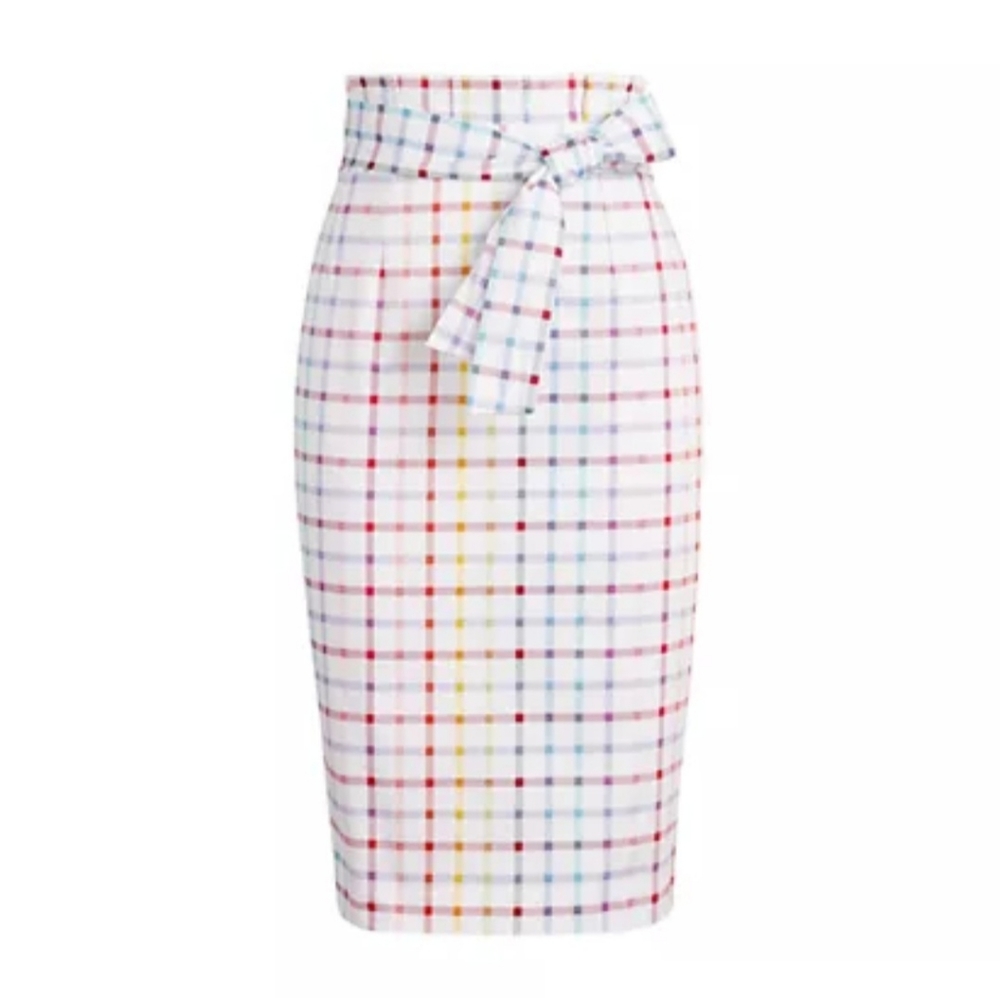New York & Co Plaid Paperbag Waist Pencil Skirt